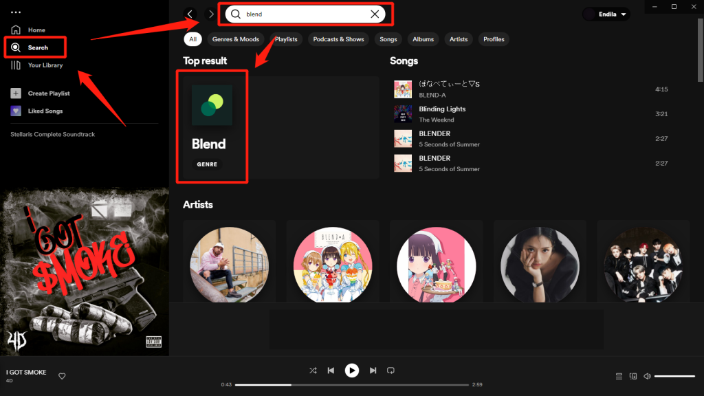 how to search spotify blend